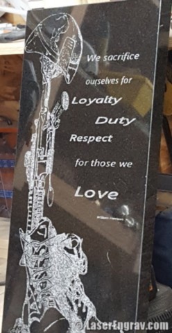 Laser graved garnite 